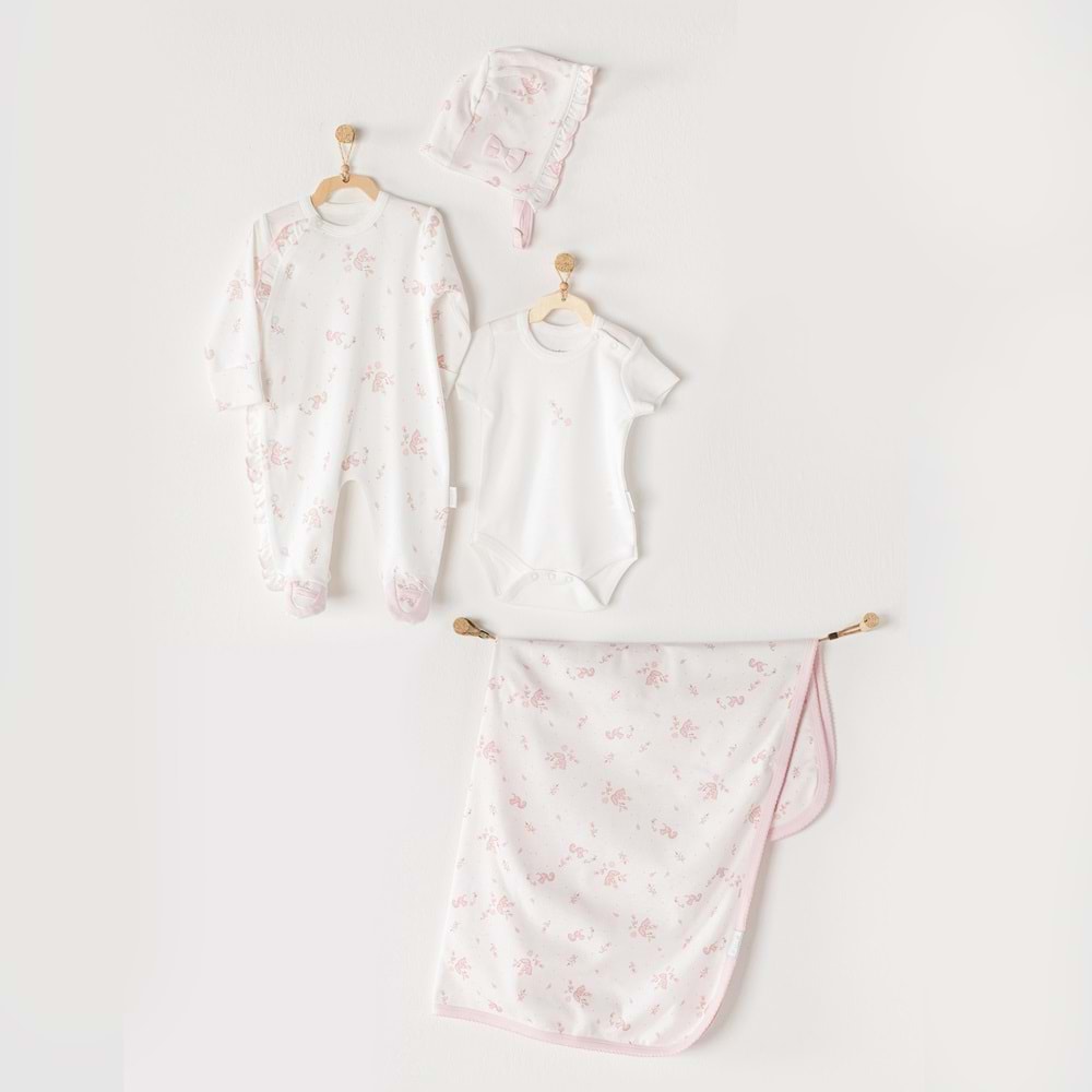 BEBEK HASTANE ÇIKIŞI 4 PCS NEWBORN TULLE SET SQUIRRELS IN THE FOREST