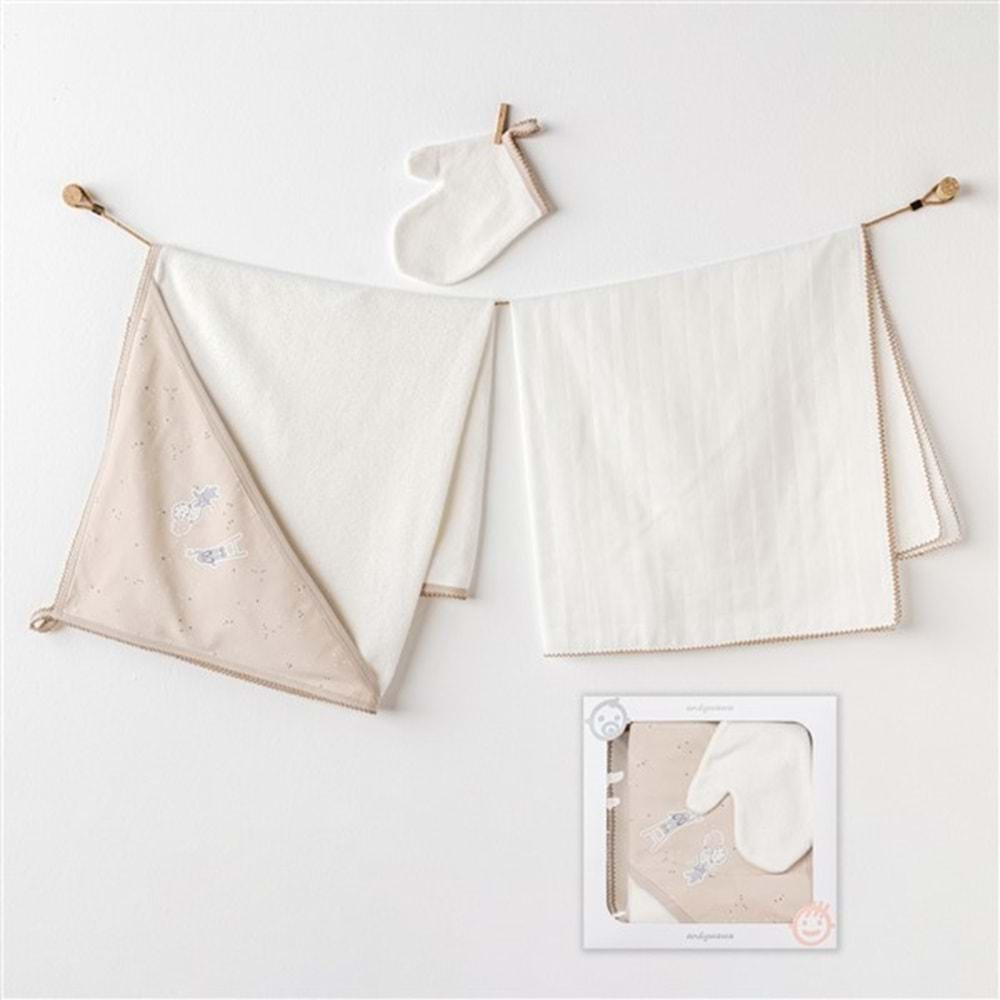 BEBEK HAVLU TAKIM 3 PCS TOWEL MUSLIN SET HAPPY EVERYDAY