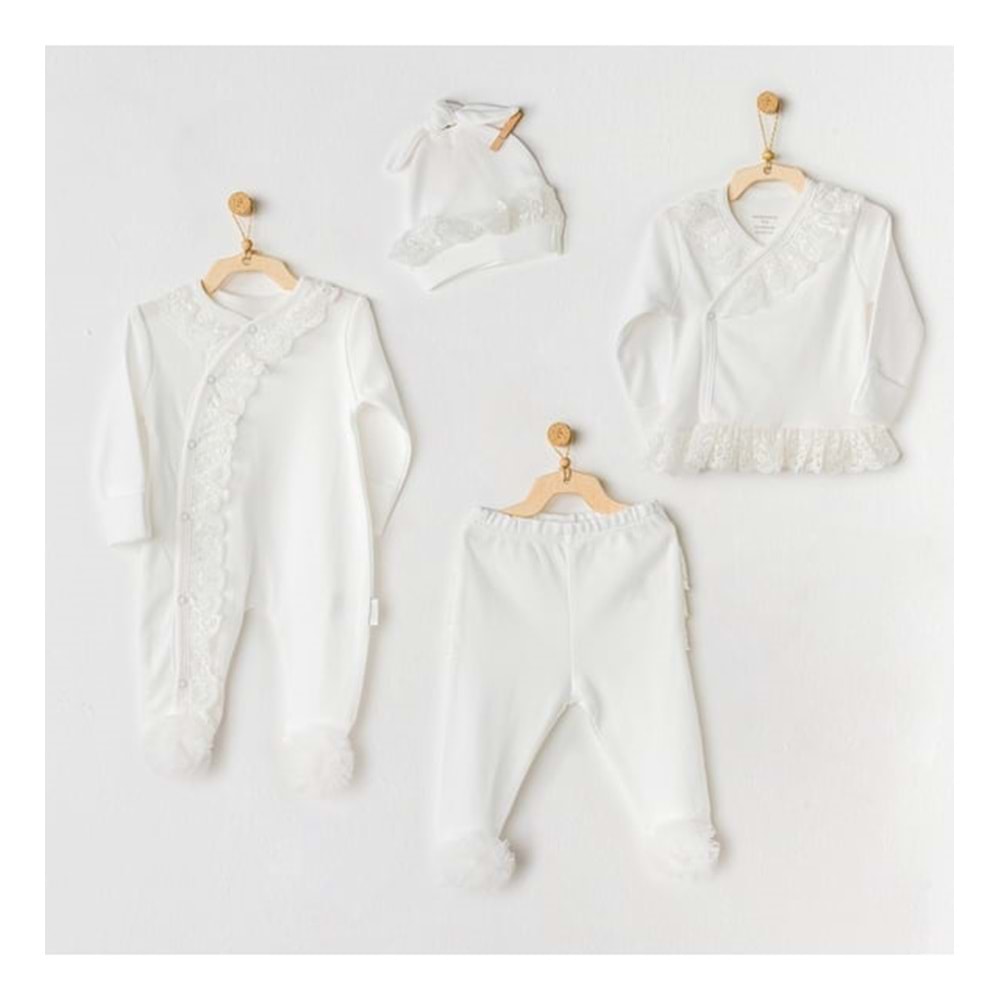 BEBEK HASTANE ÇIKIŞI 4 PCS NEWBORN TULLE SET CHIC GIRL