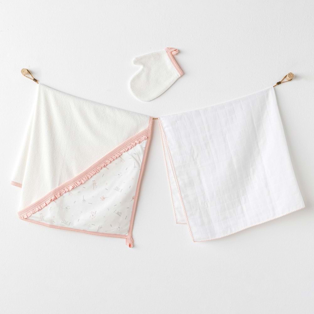 BEBEK HAVLU TAKIM 3 PCS TOWEL MUSLIN SET LOVE FAMILY
