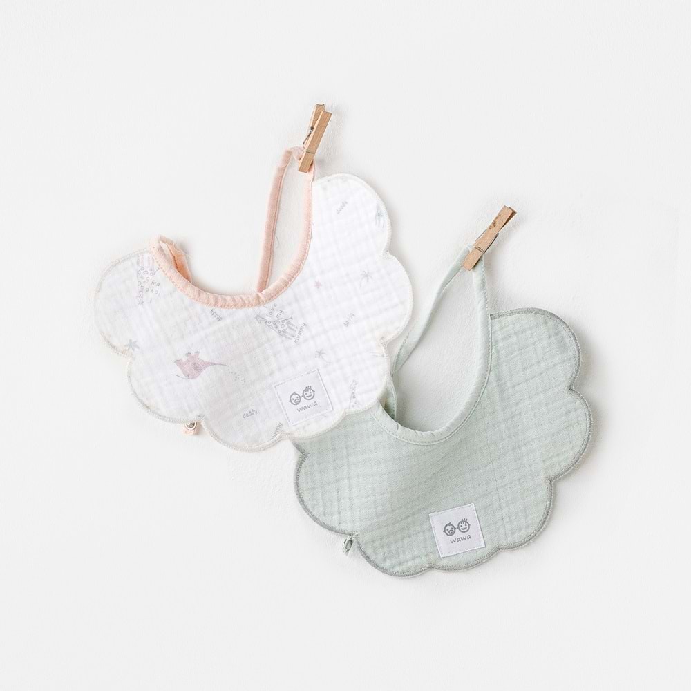 BEBEK ÖNLÜK 2 PCS BIBS LOVE FAMILY MUSLIN
