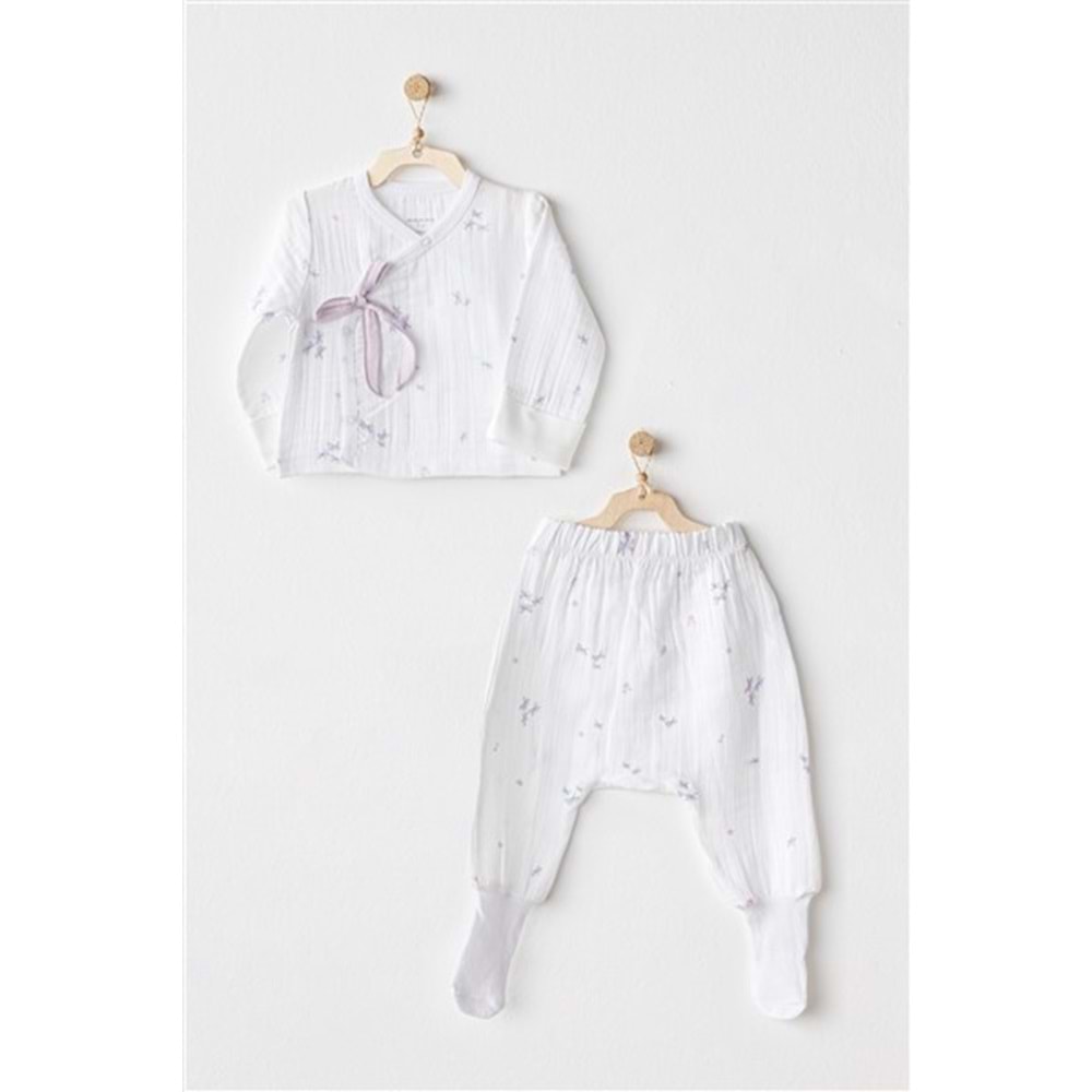 BEBEK ZIBIN SET 2 PCS SIDE SNAP SET MAGICAL BUTTERFLY MUSLIN