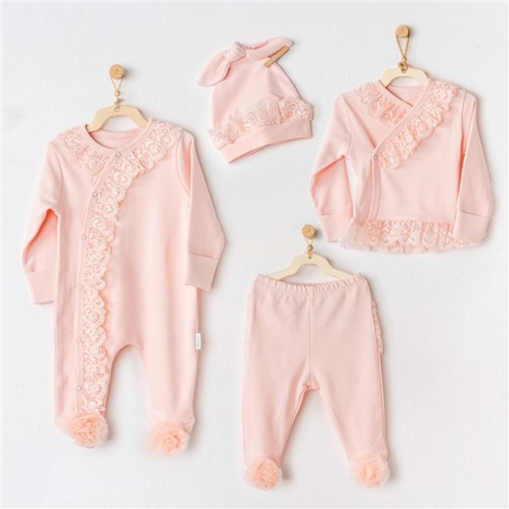 BEBEK HASTANE ÇIKIŞI 4 PCS NEWBORN TULLE SET CHIC GIRL