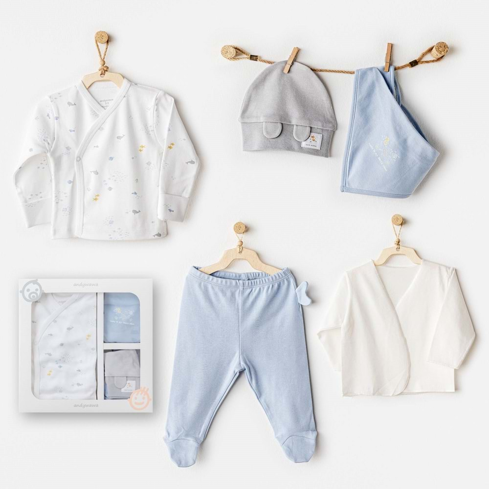 BEBEK HASTANE ÇIKIŞI 5 PCS NEWBORN SET OCEAN IS MY HAPPY PLACE