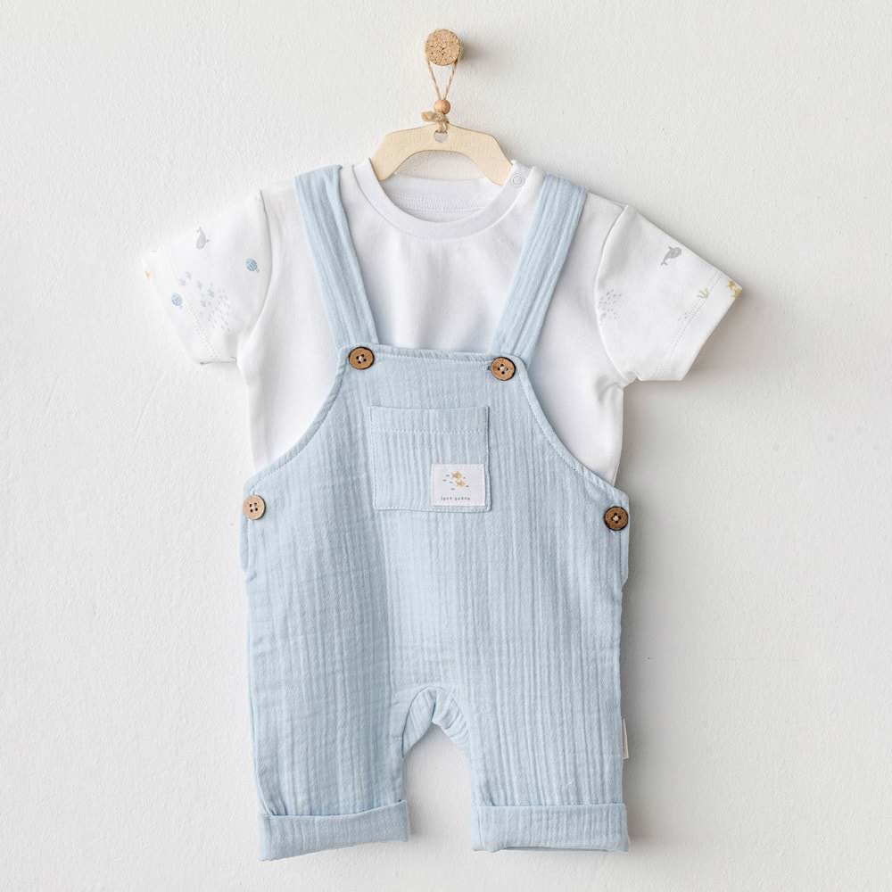 BEBEK SALOPET TAKIM JUMPSUIT SET OCEAN IS MY HAPPY PLACE MUSLIN