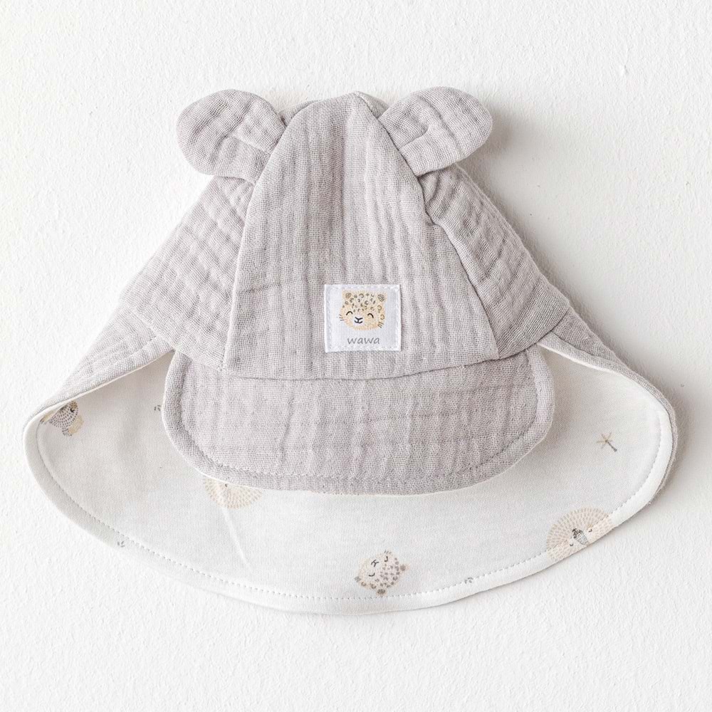 BEBEK ŞAPKA HAT HAPPY ANIMALS MUSLIN