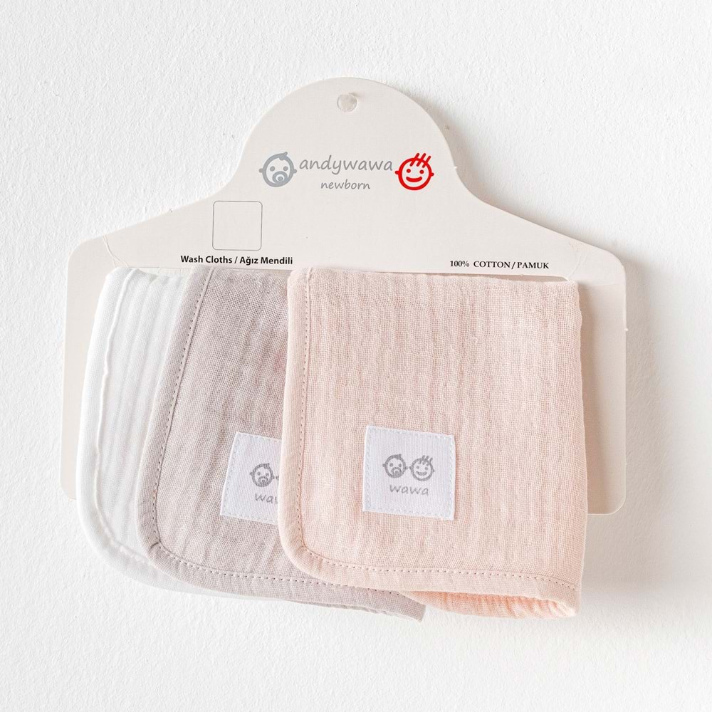 BEBEK AĞIZ MENDİLİ 3 PCS WASHCLOTHS 20X20CM MUSLIN HOME