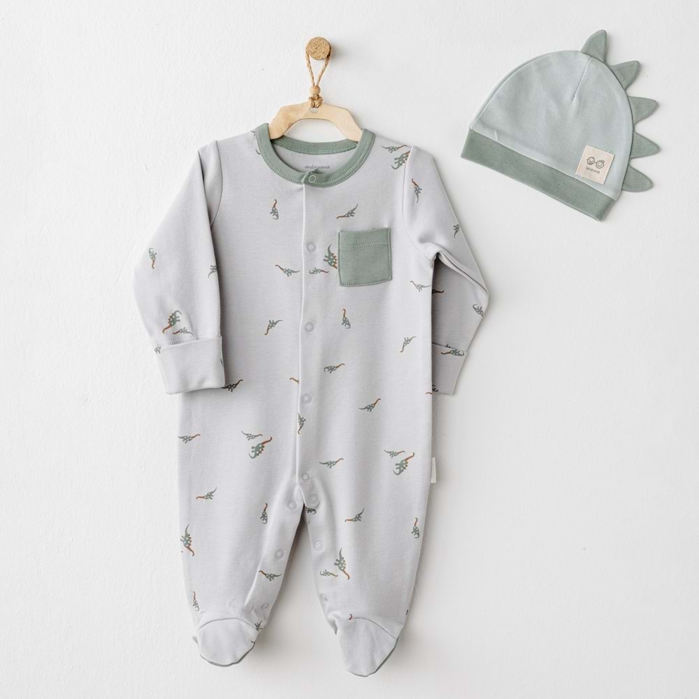 BEBEK TULUM TAKIM ROMPER HAT SET MUMMY S SNUGGLE SAURUS