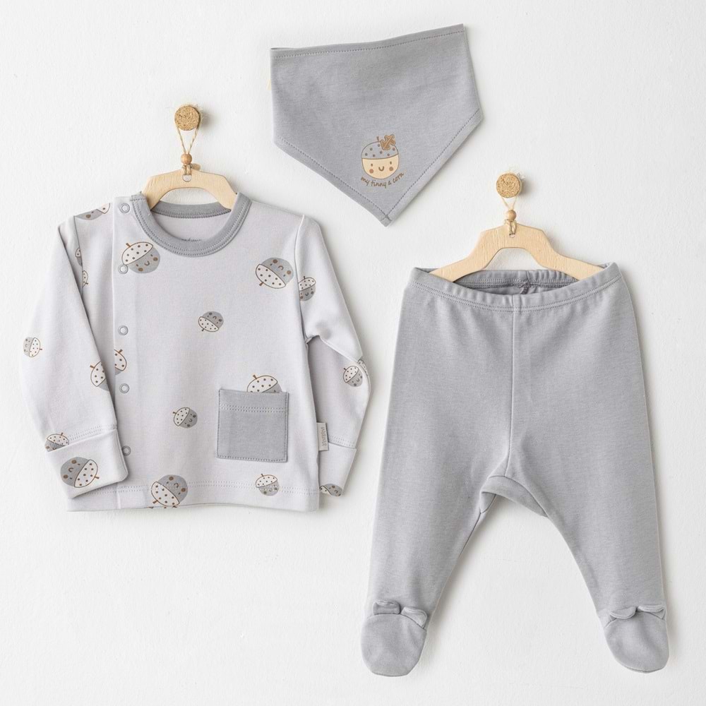 BEBEK ZIBIN TAKIM 3 PCS SIDE SNAP SET HELLO AUTUMN