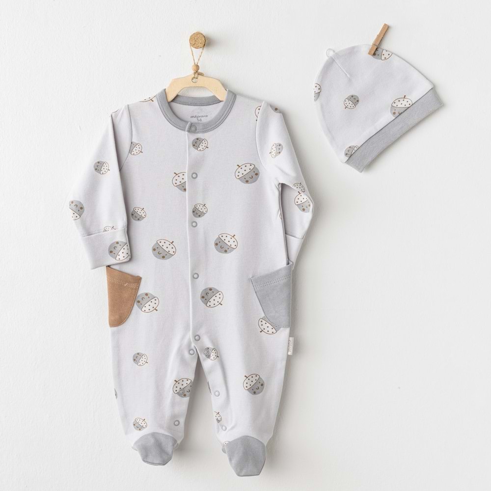 BEBEK TULUM TAKIM ROMPER HAT SET HELLO AUTUMN