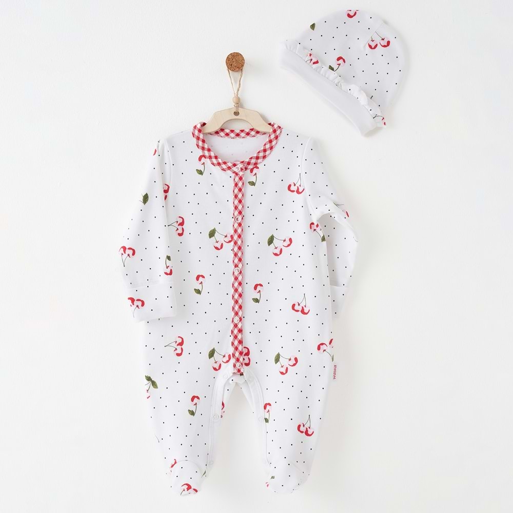 BEBEK TULUM TAKIM ROMPER HAT SET CHERRY CHATTY