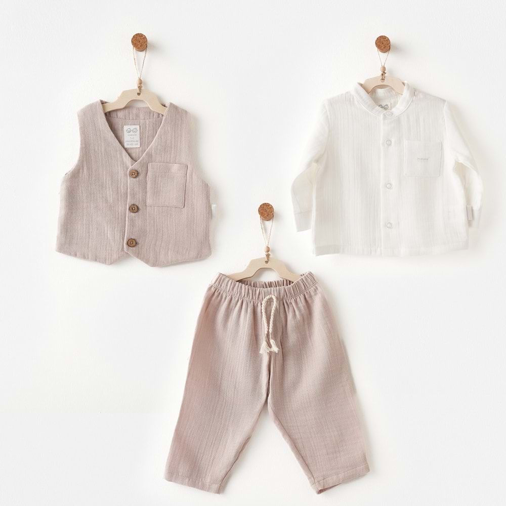 BEBEK TAKIM 3 PCS SET MUSLIN RELAX TIME