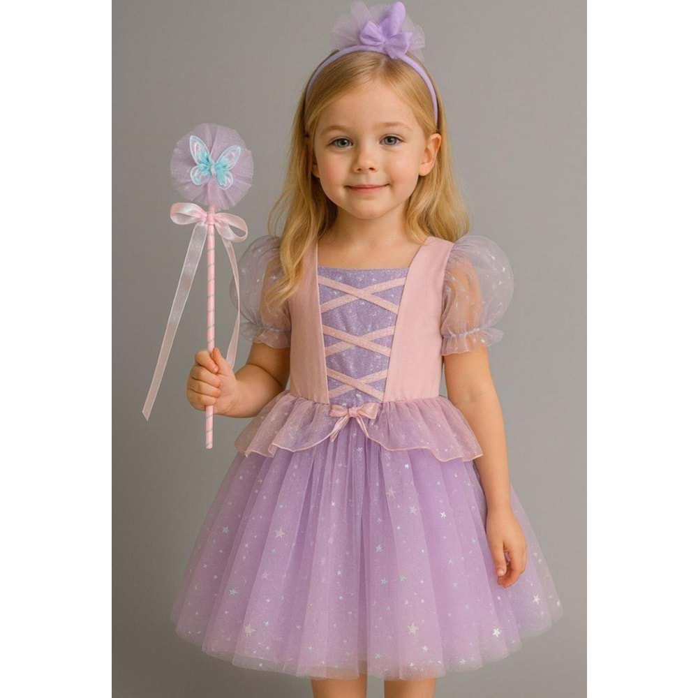 PRENSES ELBİSE - LİLA - 4-5 YAŞ