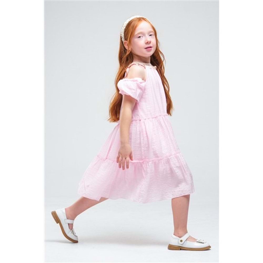N1071 KIZ ELBİSE - PEMBE - 5-6 YAŞ