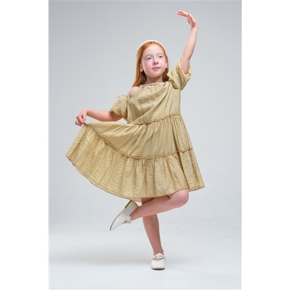 N1071 KIZ ELBİSE - YEŞİL - 4-5 YAŞ