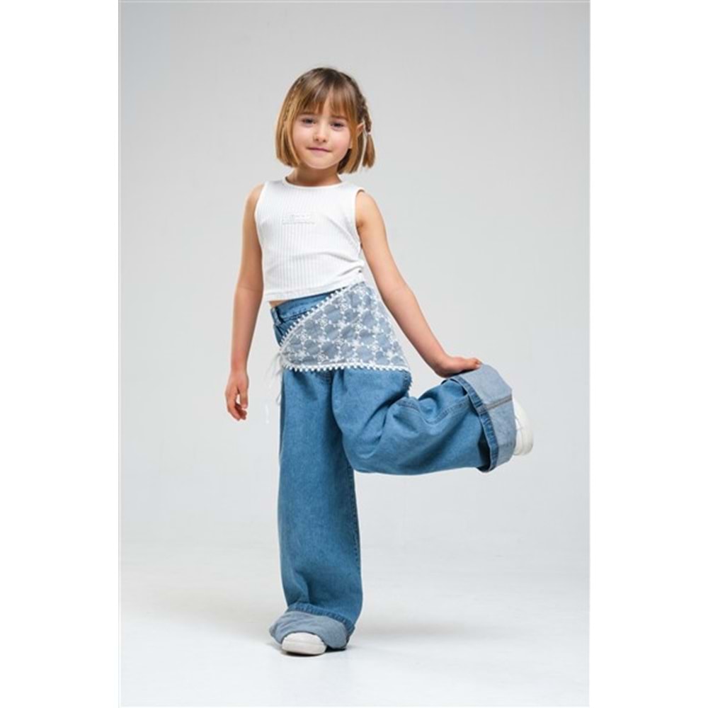 N1033 KIZ PANTOLON - MAVİ - 6-7 YAŞ