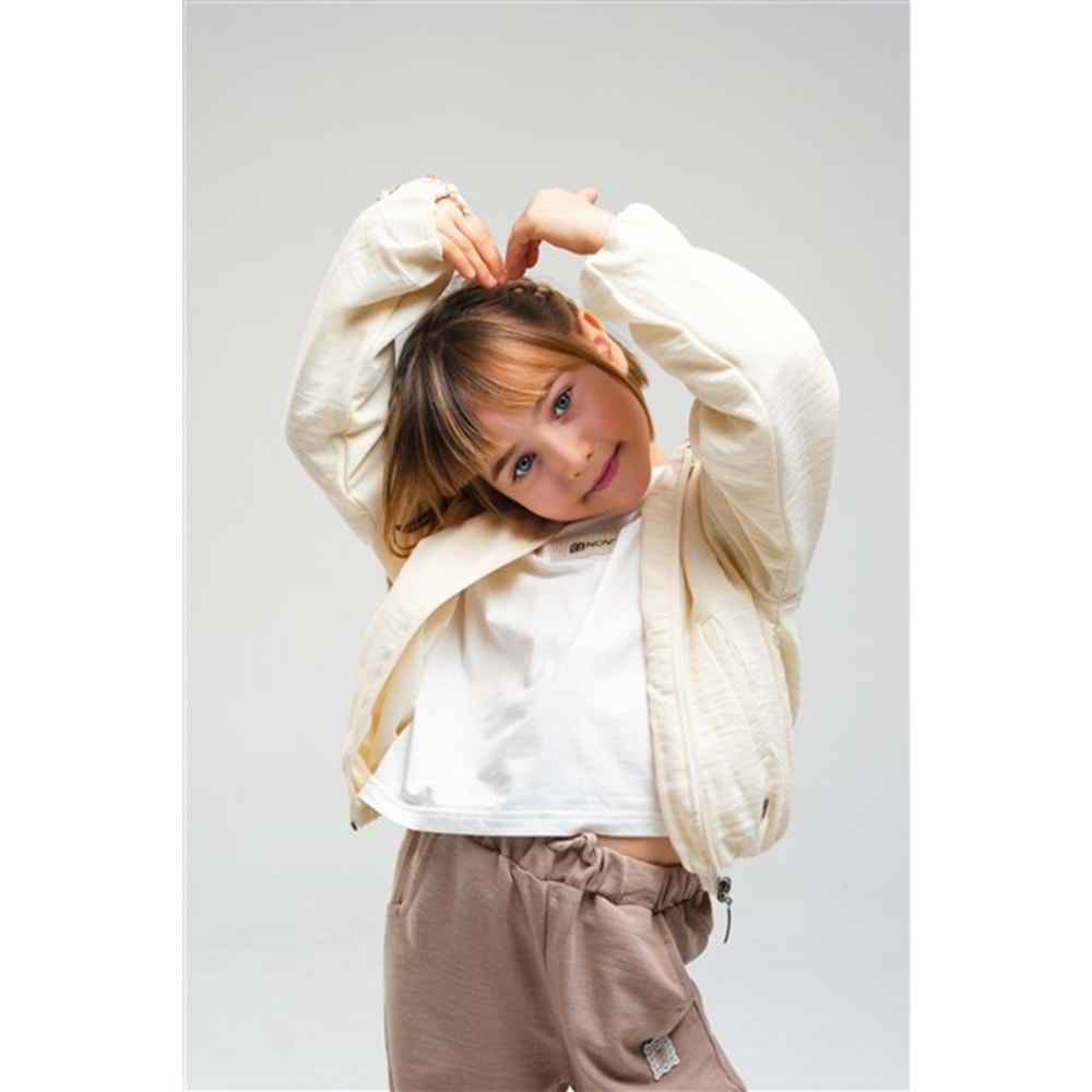 N1013 KIZ T-SHIRT - EKRU - 7-8 YAŞ