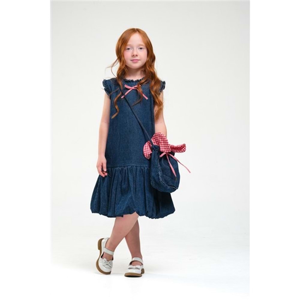 N1076 KIZ ELBİSE - DENİM - 7-8 YAŞ