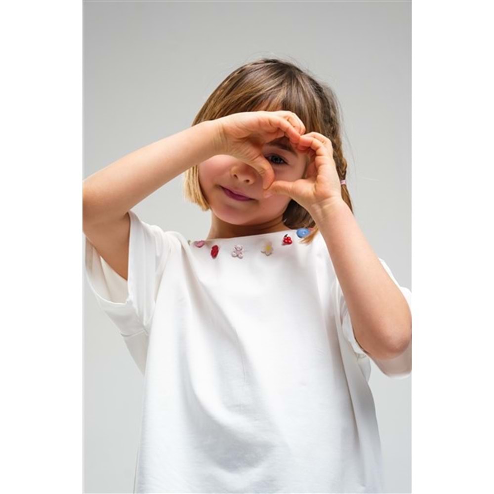 N1028 KIZ T-SHIRT - KREM - 7-8 YAŞ