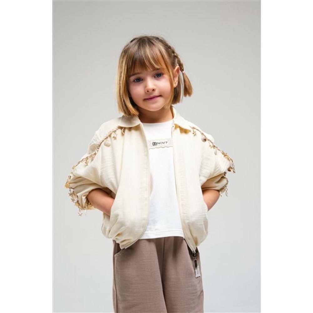 N1008 KIZ CEKET - EKRU - 3-4 YAŞ