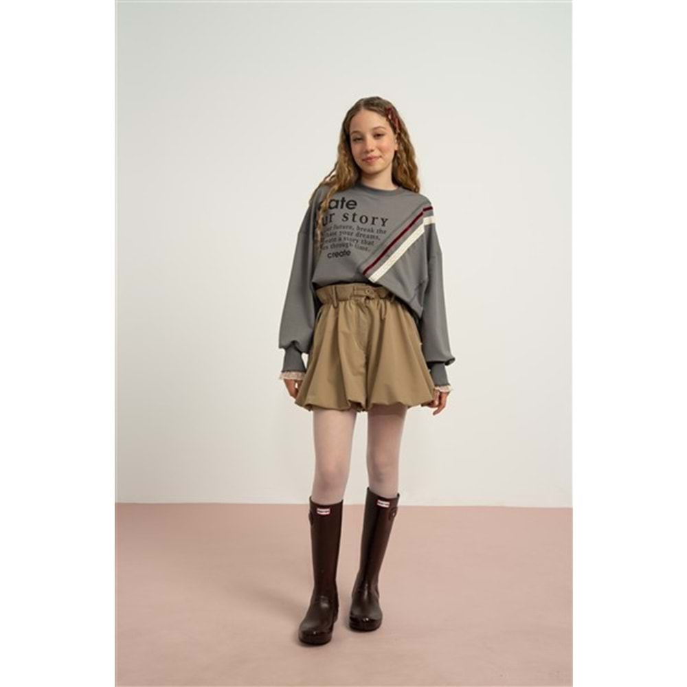 7883 KIZ ŞORT - KAHVE - 128 CM