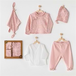 BEBEK HASTANE ÇIKIŞI 5 PCS NEWBORN SET FLORAL 100% ORGANIC COTTON