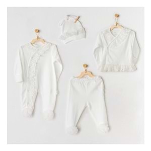 BEBEK HASTANE ÇIKIŞI 4 PCS NEWBORN TULLE SET CHIC GIRL