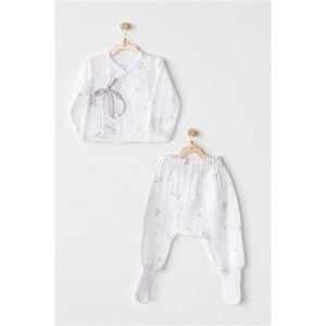 BEBEK ZIBIN SET 2 PCS SIDE SNAP SET MAGICAL BUTTERFLY MUSLIN