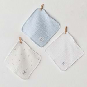 BEBEK AĞIZ MENDİLİ 3 PCS WASHCLOTHS 20X20 OCEAN IS MY HAPPY PLACE MUSLIN