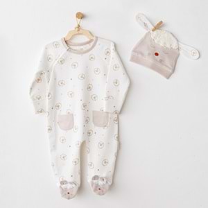 BEBEK TULUM TAKIM ROMPER HAT SET TINNY S SHEEPS