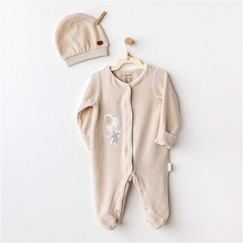 BEBEK TULUM TAKIM ROMPER HAT SET VELVET HAPPY EVERYDAY