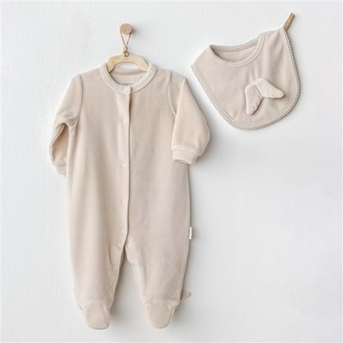 BEBEK TULUM TAKIM ROMPER BIBS SET VELVET HAPPY NEWYEAR