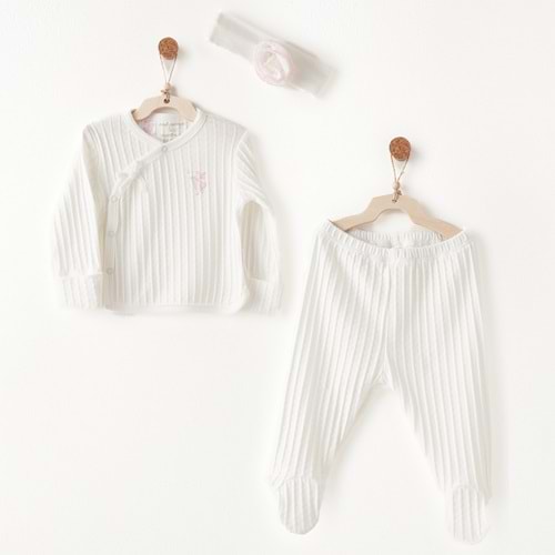 BEBEK ZIBIN TAKIM 3 PCS SIDE SNAP SET JACQUARD SUMMER TIME