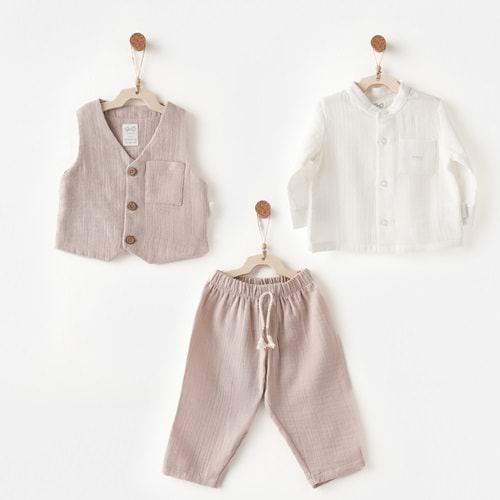 BEBEK TAKIM 3 PCS SET MUSLIN RELAX TIME