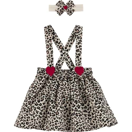 Leopar Askılı Etek 19464