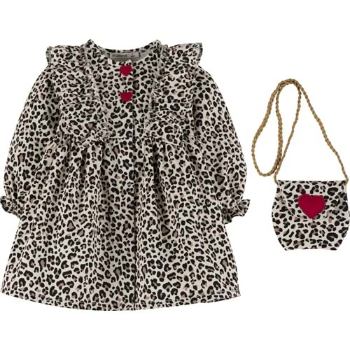 Leopar Çantalı Elbise 19546