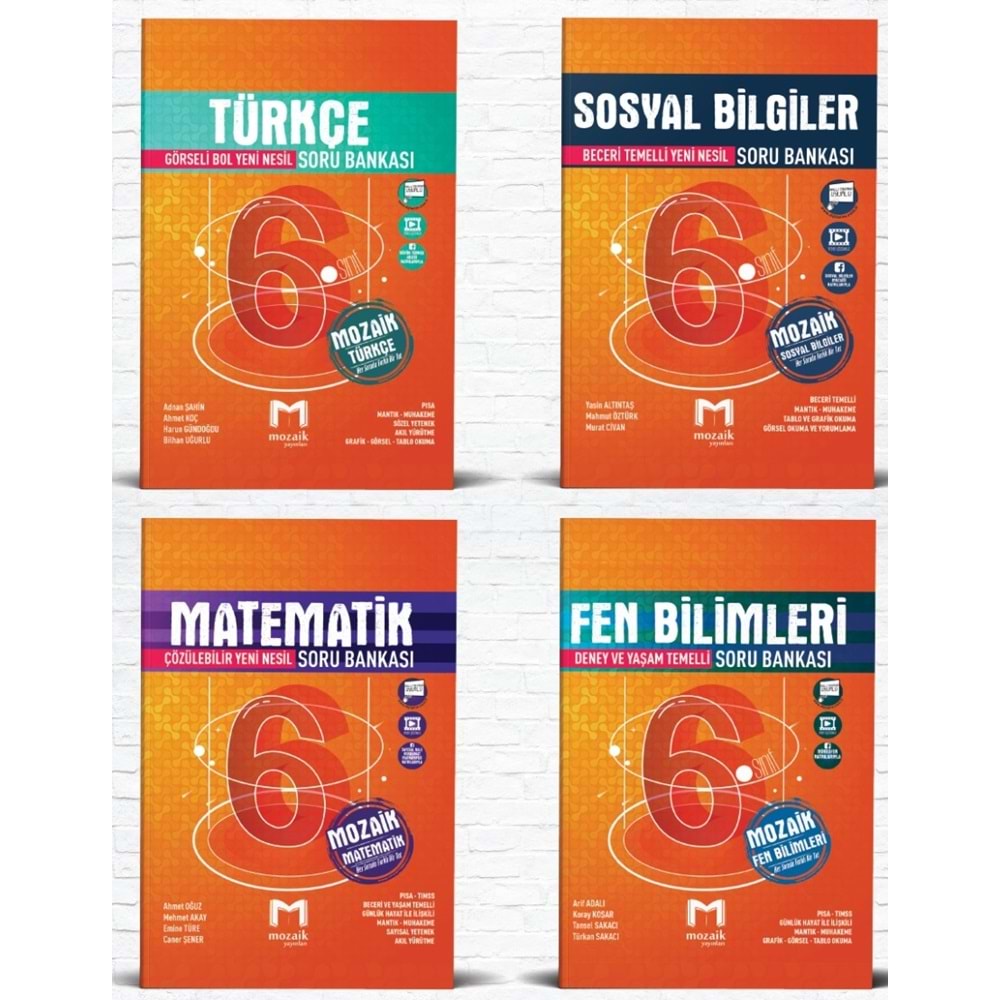 Mozaik Yayınları 6. Sınıf Türkçe Matematik Fen Sosyal Soru Bankası Set