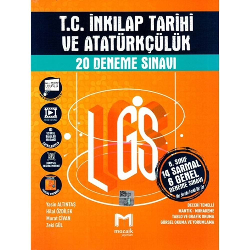 Mozaik 8. Sınıf LGS T. C. İnkılap Tarihi ve Atatürkçülük 20 Deneme Sınavı