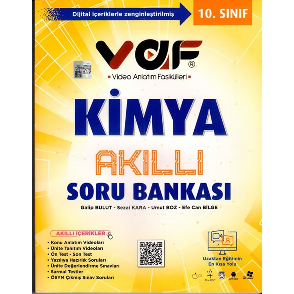 Vaf Yayınları 10. Sınıf Kimya Soru Bankası 2022