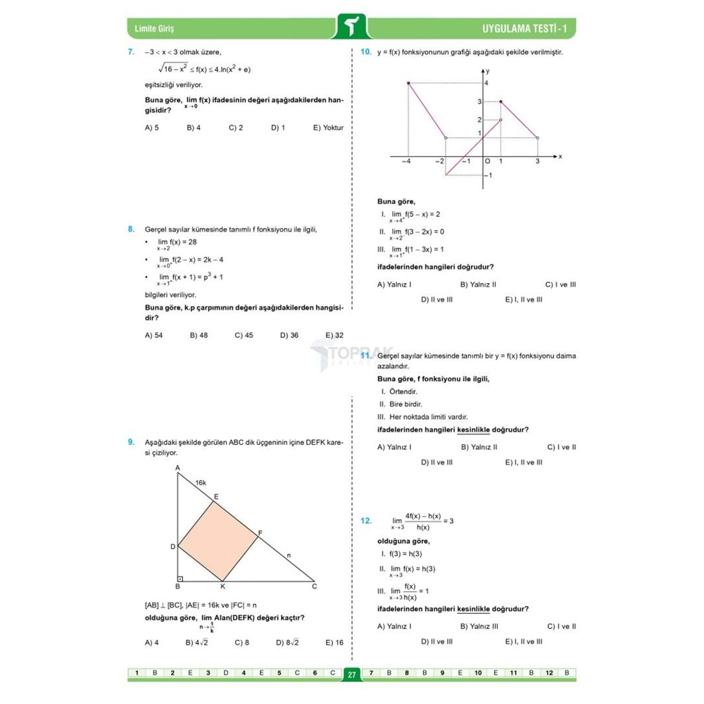 Toprak Yayınları Ayt Limit Ve Süreklilik