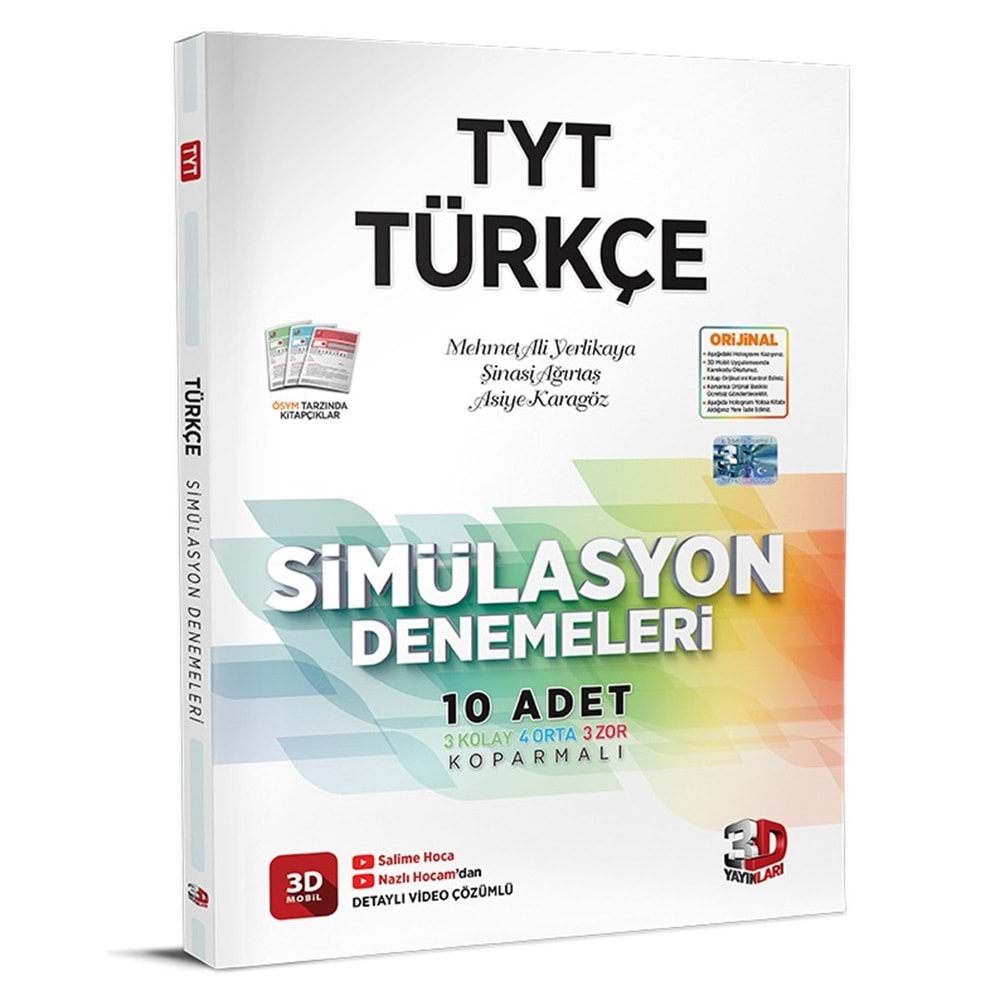 3D Yayınları TYT Türkçe Simülasyon Denemeleri 2023