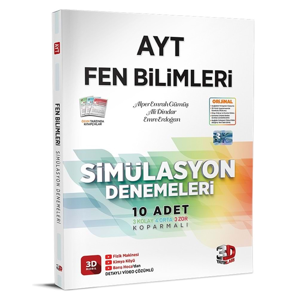 3D Yayınları AYT Fen Bilimleri 10 Lu Similasyon Denemeleri 2023