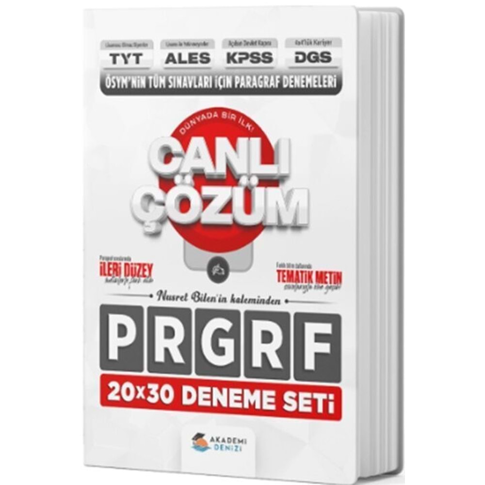 Akademi Denizi Yayınları TYT AYT ALES KPSS DGS Paragraf 20 x 30 Deneme Seti