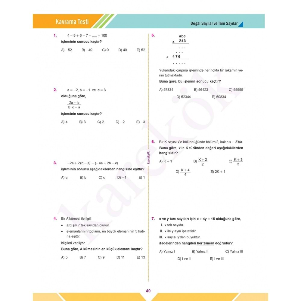 Karekök Yayınları TYT Matematik MPS Konu Anlatımlı Soru Bankası 2024