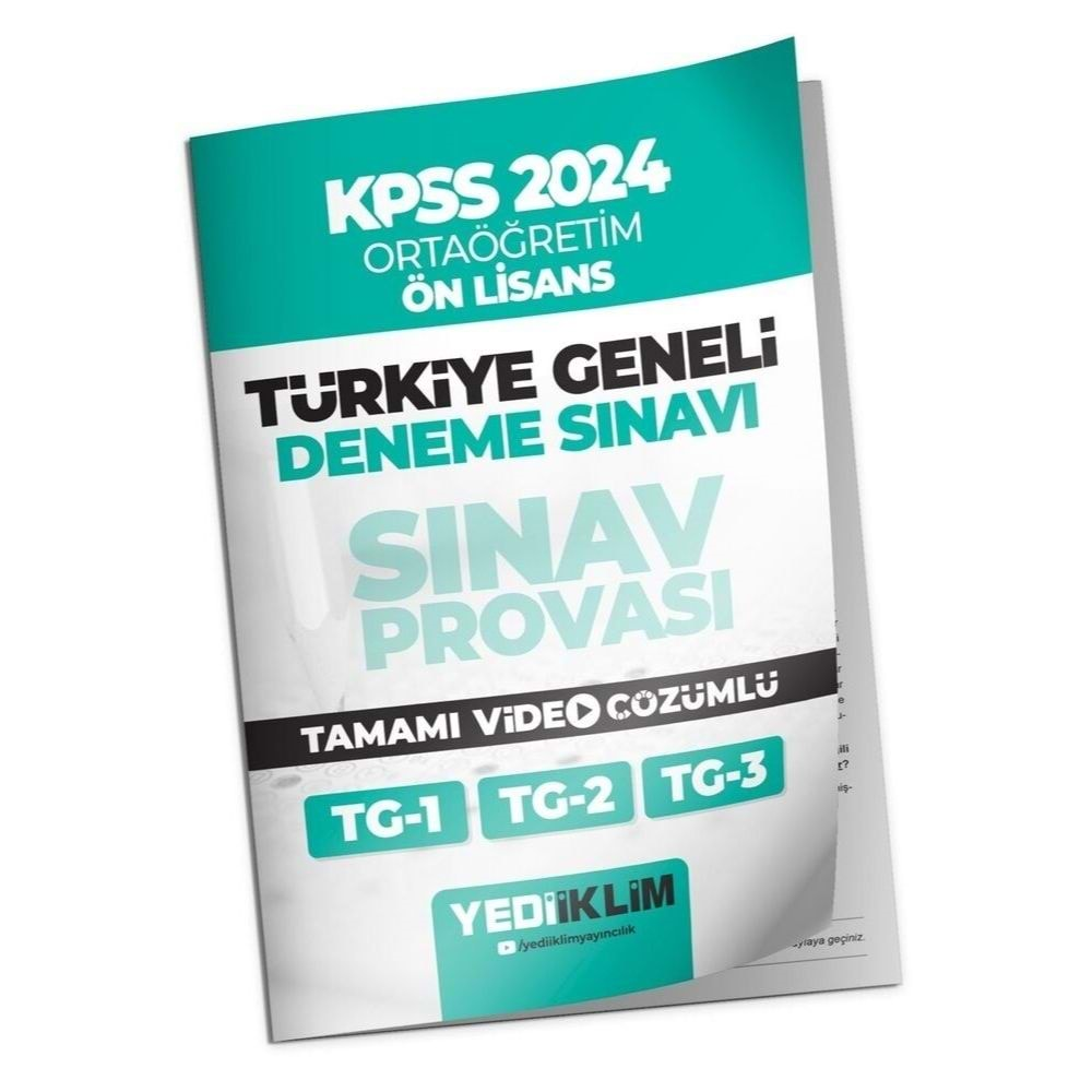 Yediiklim Yayınları 2024 KPSS Türkiye Geneli Ortaöğretim-Önlisans ( 1-2-3 ) Deneme Sınavları Tamamı Video Çözümlü