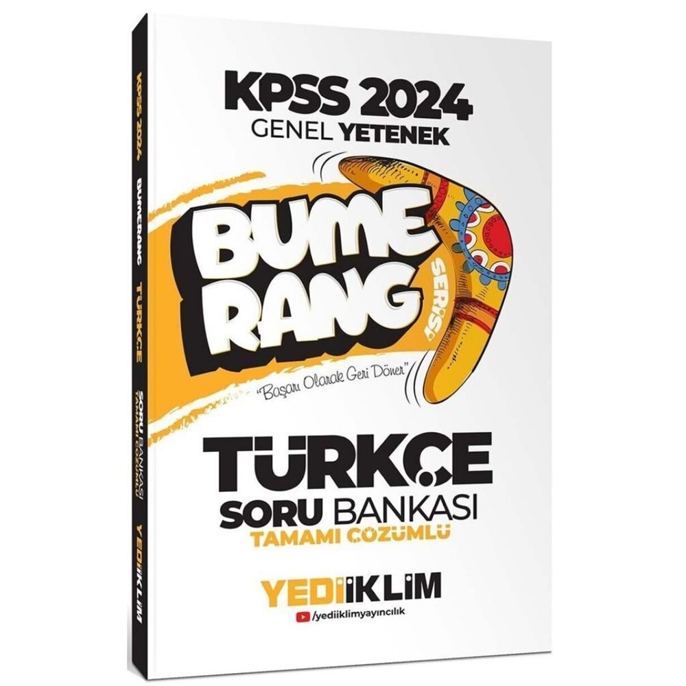 Yediiklim Yayınları 2024 KPSS Genel Yetenek Bumerang Türkçe Tamamı Çözümlü Soru Bankası