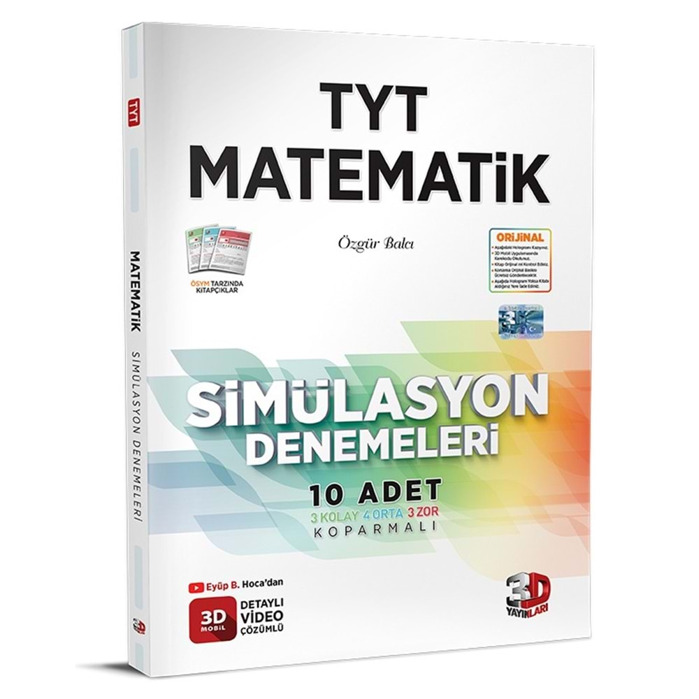 3D Yayınları TYT Matematik 10 lu Simülasyon Denemeleri