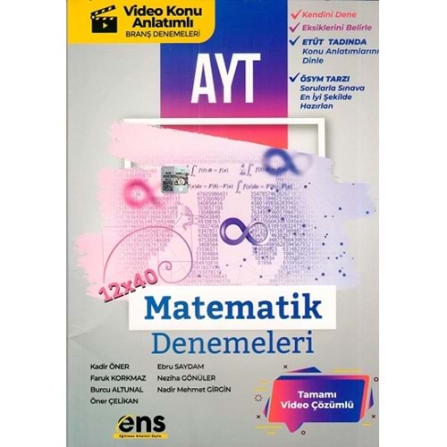 Ens Yayınları Ayt Destek Matematik 12 x 40 Deneme