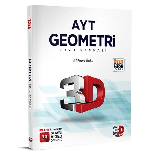 3D Yayınları AYT 3D Geometri Tamamı Video Çözümlü Soru Bankası