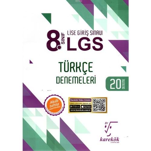 Karekök Yayınları 8.Sınıf LGS Türkçe 20'li Deneme Sınavı 2024